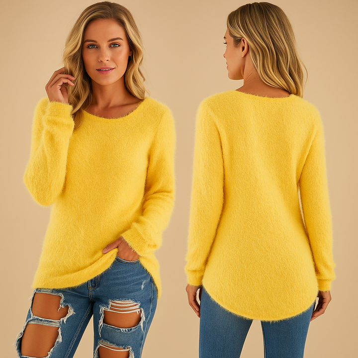 Lightweight knitted women’s sweater with crew neck | Aniek