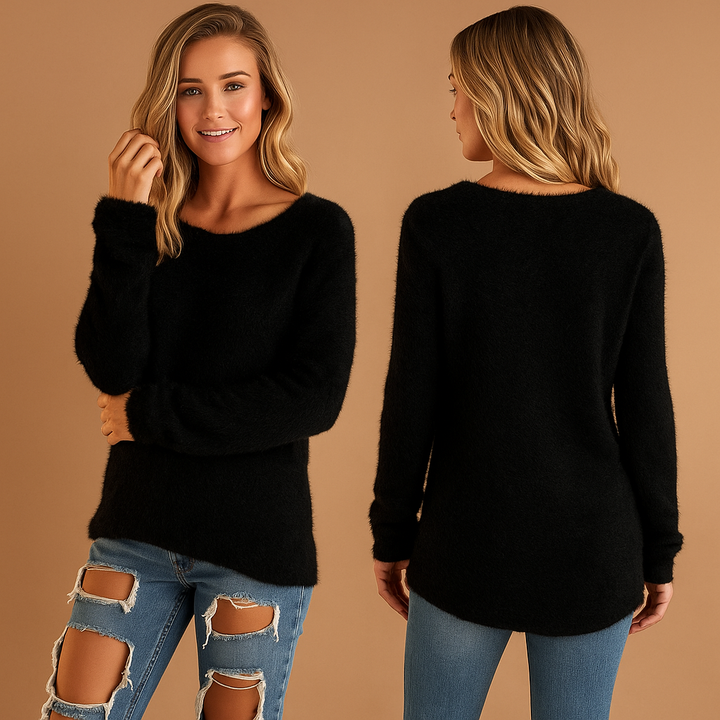 Lightweight knitted women’s sweater with crew neck | Aniek