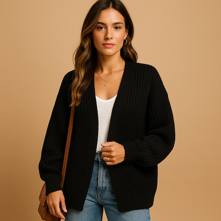 Loose-knit open women’s cardigan with a casual fit | Elina
