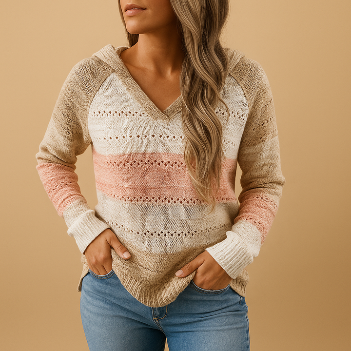 Loose-fit women’s V-neck sweater in breathable knit | Loïs