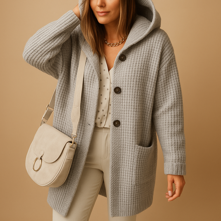 Open-knit women’s cardigan with long front | Jolien