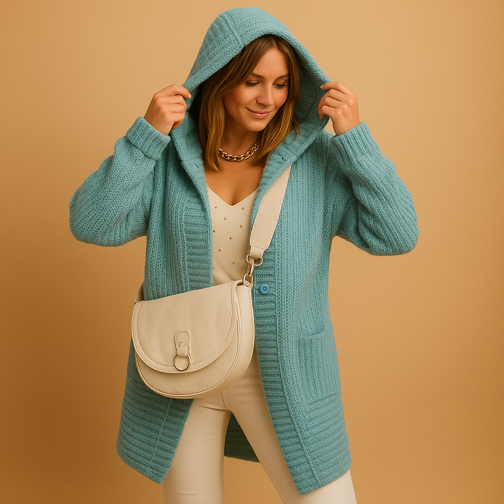 Open-knit women’s cardigan with long front | Jolien