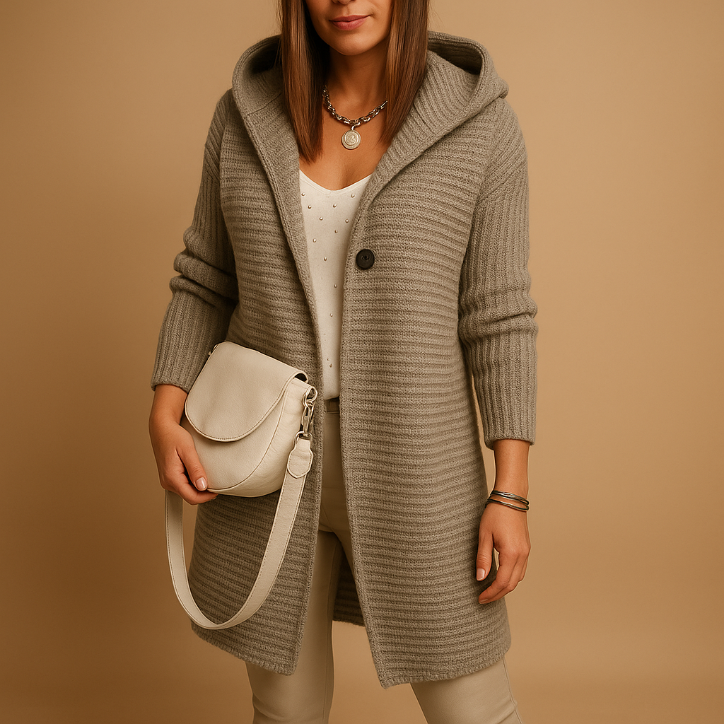 Open-knit women’s cardigan with long front | Jolien