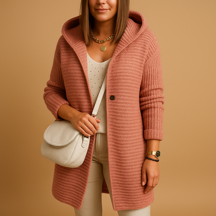 Open-knit women’s cardigan with long front | Jolien