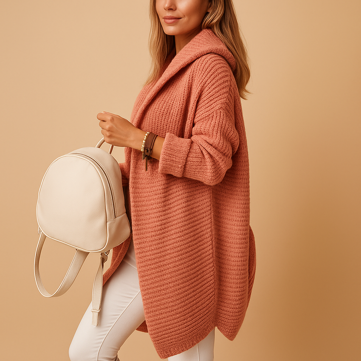 Open-knit women’s cardigan with long front | Jolien