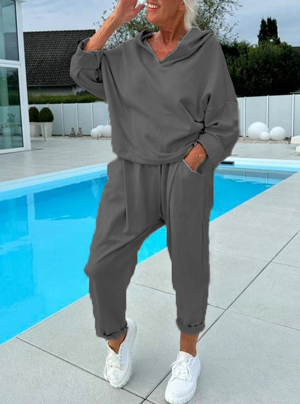 Women's Two-Piece Set with Hooded Sweatshirt