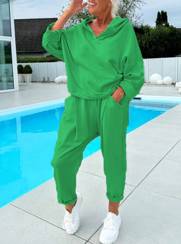 Women's Two-Piece Set with Hooded Sweatshirt