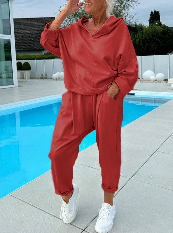 Women's Two-Piece Set with Hooded Sweatshirt