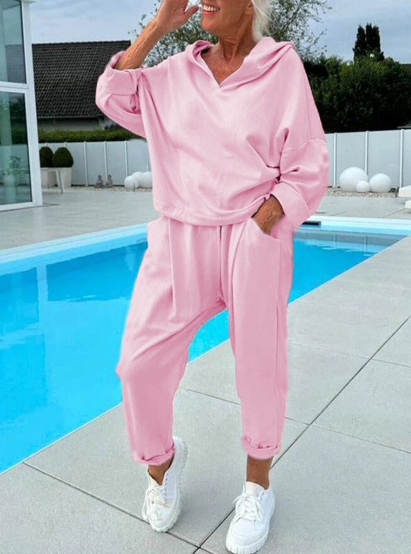 Women's Two-Piece Set with Hooded Sweatshirt