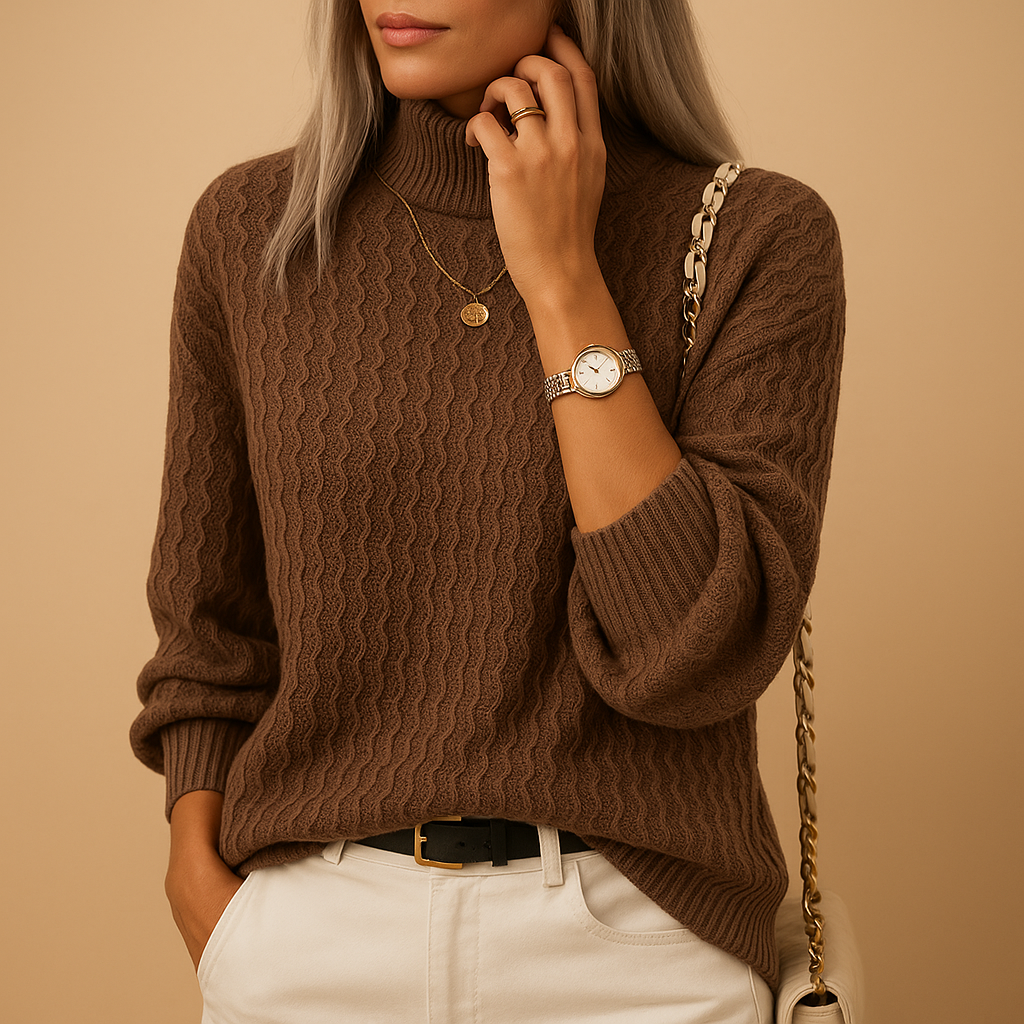 Stylish turtleneck knitted sweater for women | Annelies