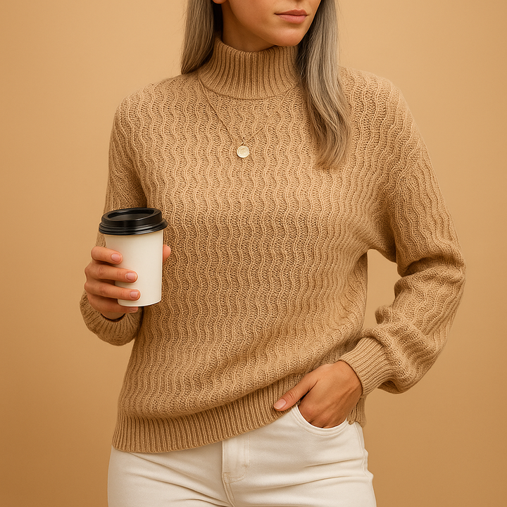Stylish turtleneck knitted sweater for women | Annelies