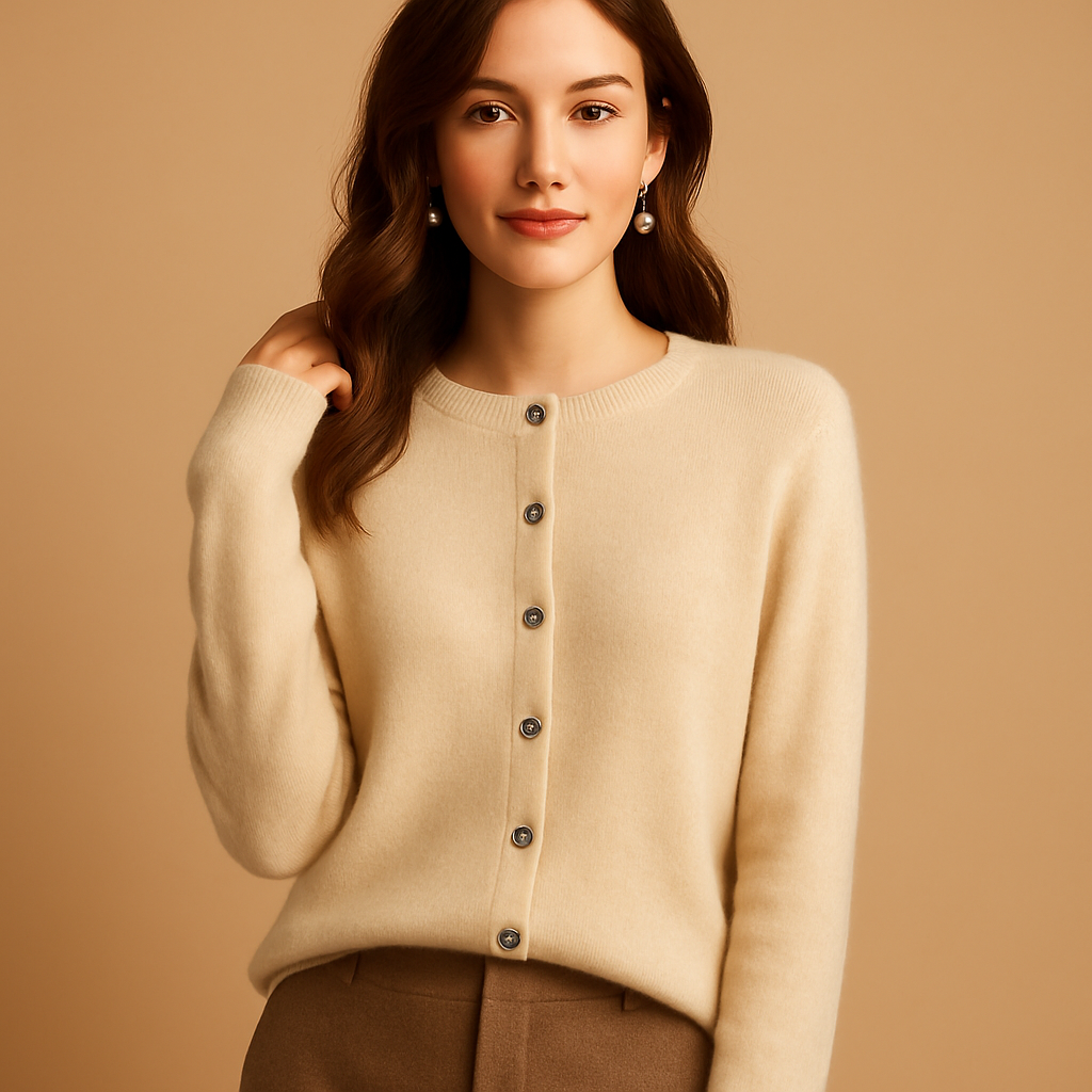 V-neck women’s cardigan with buttons and long sleeves | Ilse