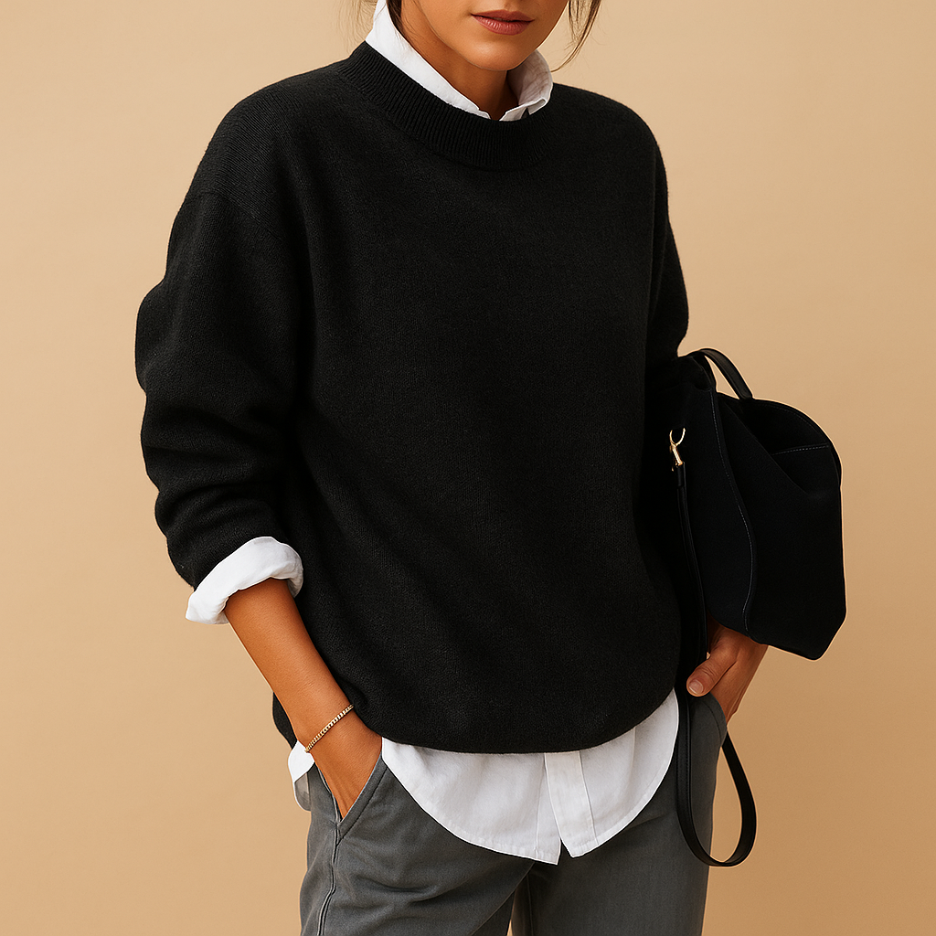 Wool women’s sweater with elegant fit and minimalist finish | Mireille