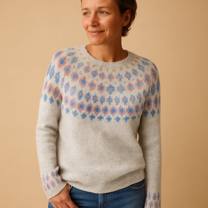 Wool sweater with unique print for women | Lena