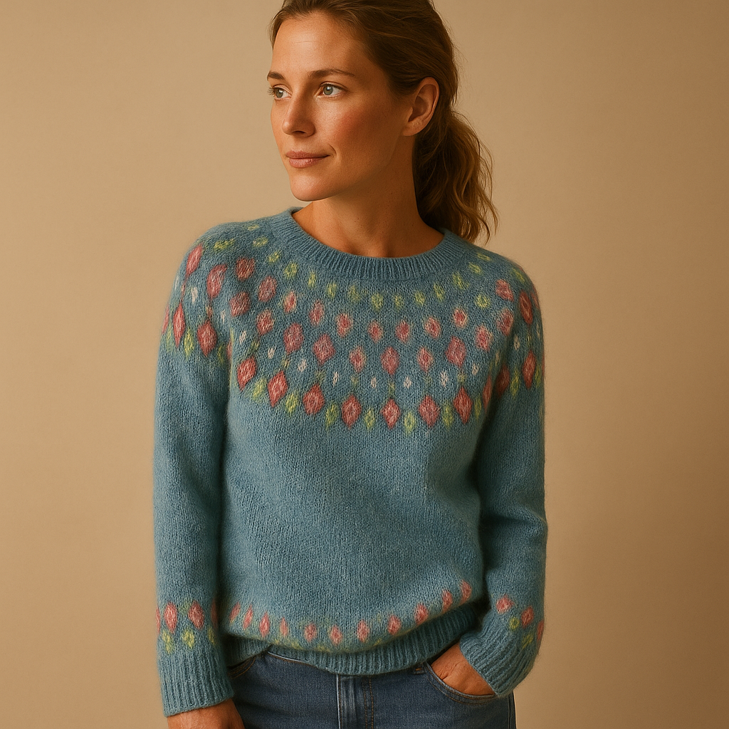 Wool sweater with unique print for women | Lena