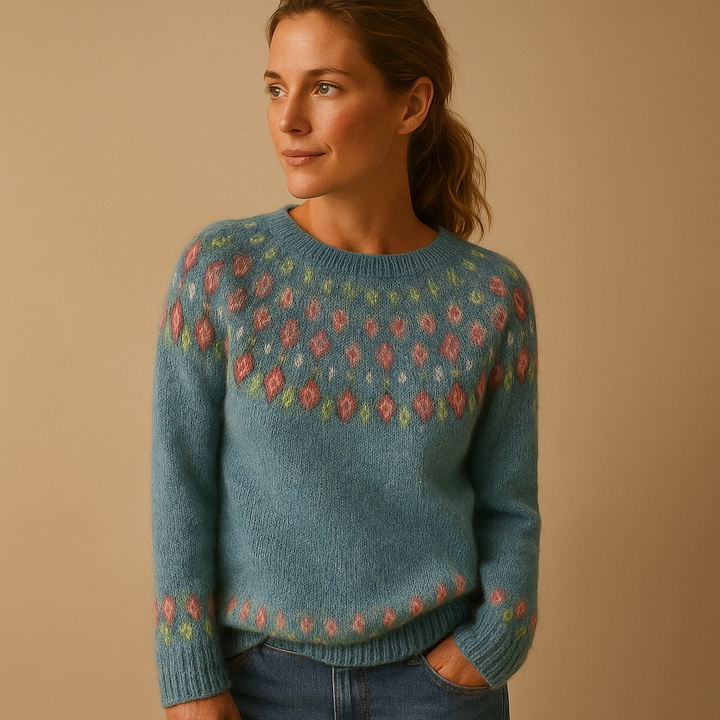 Wool sweater with unique print for women | Lena