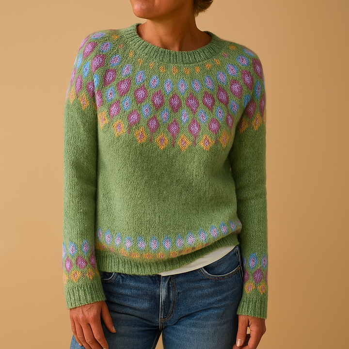Wool sweater with unique print for women | Lena
