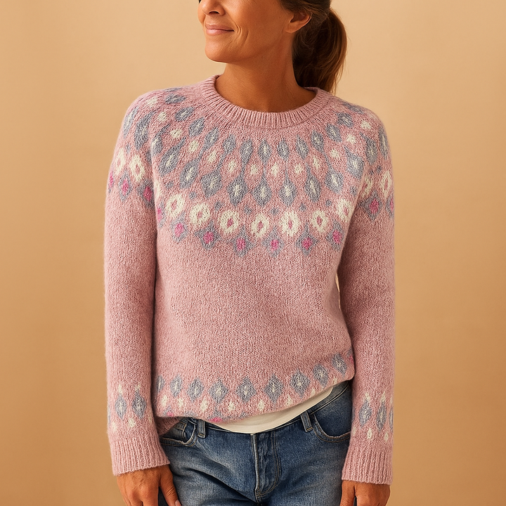 Wool sweater with unique print for women | Lena
