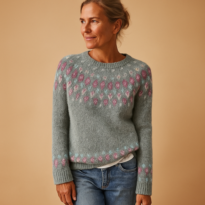 Wool sweater with unique print for women | Lena